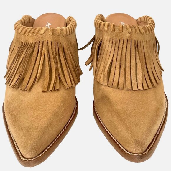 NEW! ANTELOPE DABNEY MULES SUEDE FRINGE BOOTS TAN TAUPE SHOES WOMENS 40 9 9.5 - Picture 11 of 16